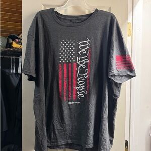 Men's Charcoal T-Shirt with Patriotic Red and White Design